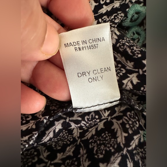 THML women’s large artsy leaf print bohemian embroidered accented shift dress - Picture 10 of 10